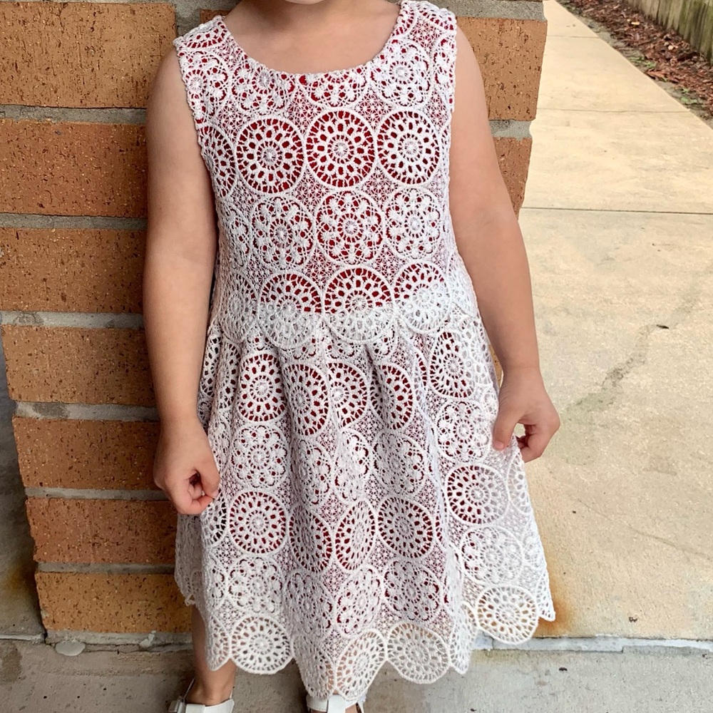 Girl’s Genuine Kids by OshKosh 3T White and Red Lace Dress